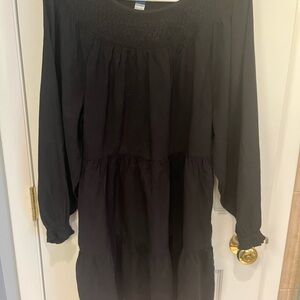 Old Navy Black Midi Dress/Tunic Top - Smocked Neckline